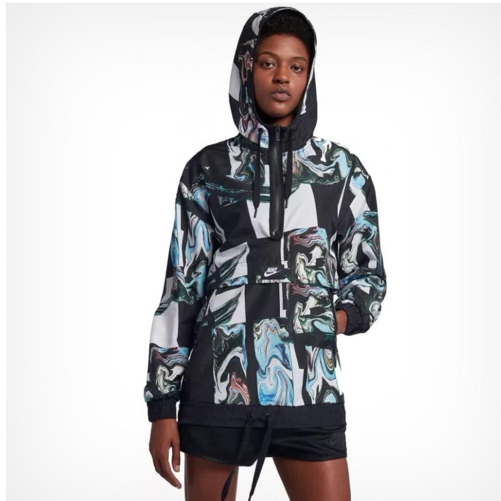 Nike hooded jacket marble print tech sport half-zip S